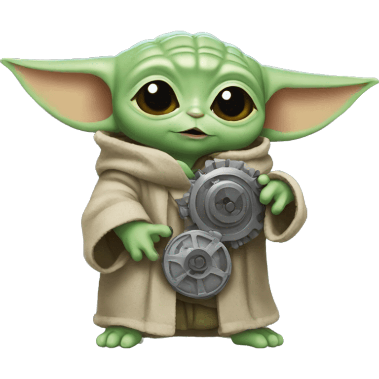  baby yoda holding a gear emoji