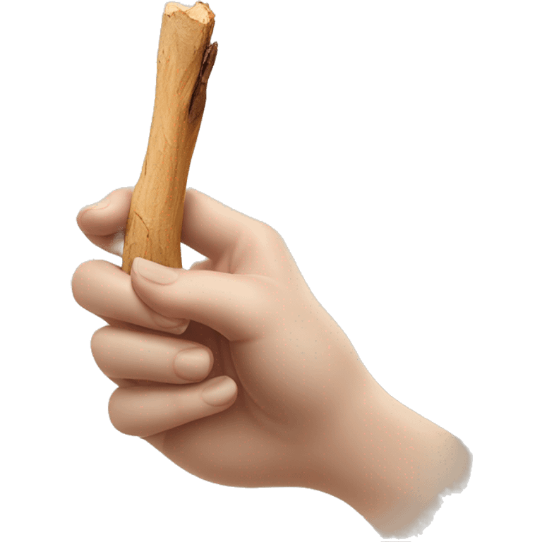 feminine pale hand holding smoking palo santo realistic soft textures emoji