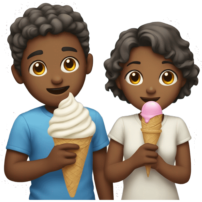 Boy and girl getting ice cream  emoji