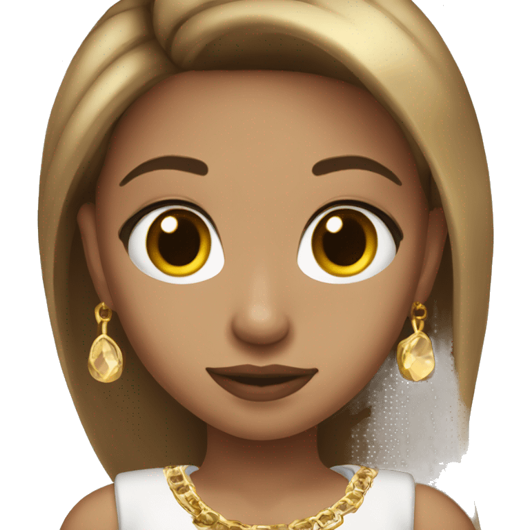 Straight long brown hair light skinned baddie girl with gold jewellery  emoji