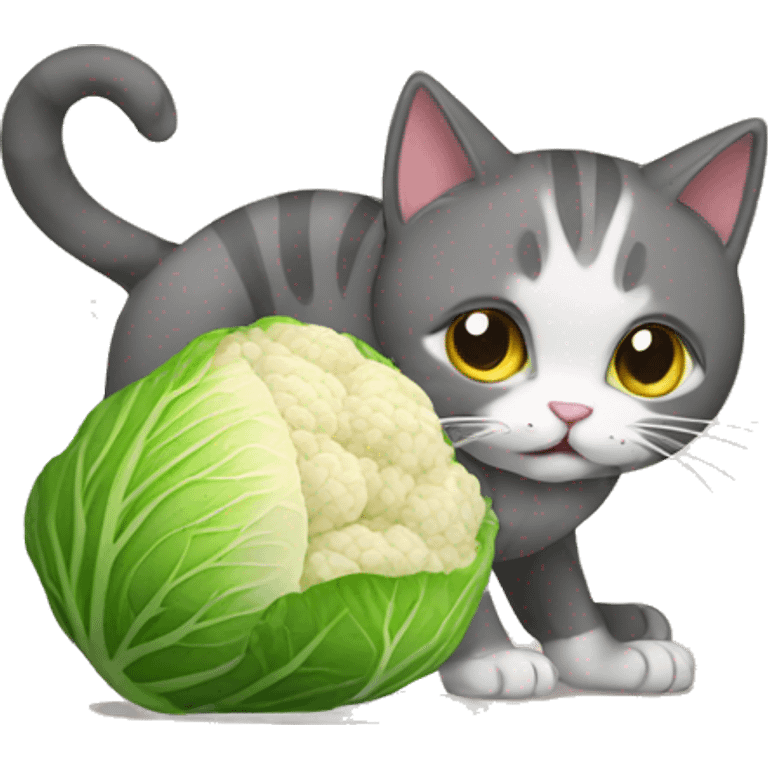 cat eating cabbage emoji