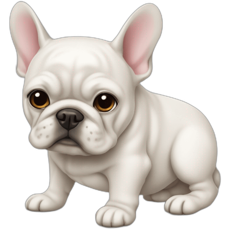 Bouledogue français demie tête blanche et noure emoji