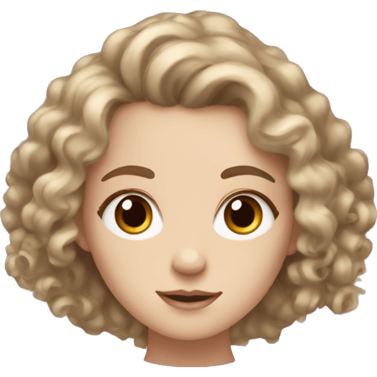 Pale girl with brown curled lashes and brown curly hair  emoji