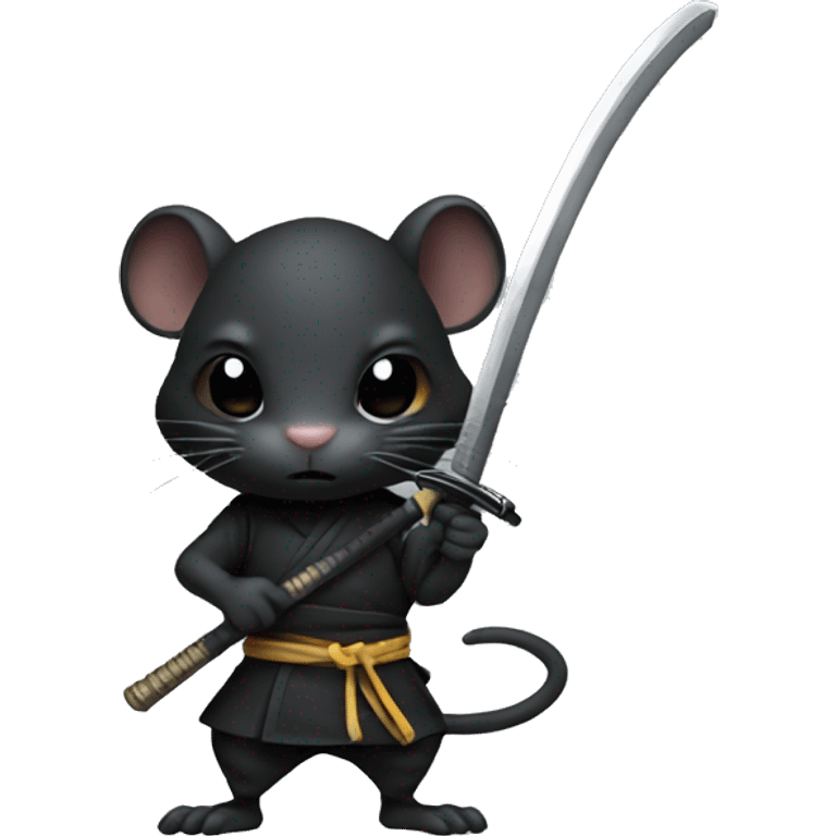 ninja black skin rat with katana emoji