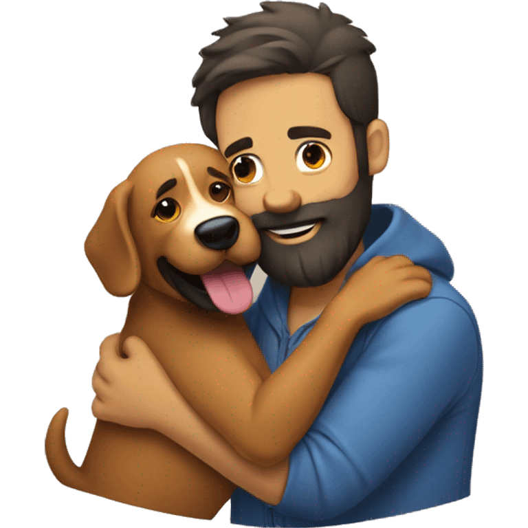 A bearded man hugs a vestik dog emoji