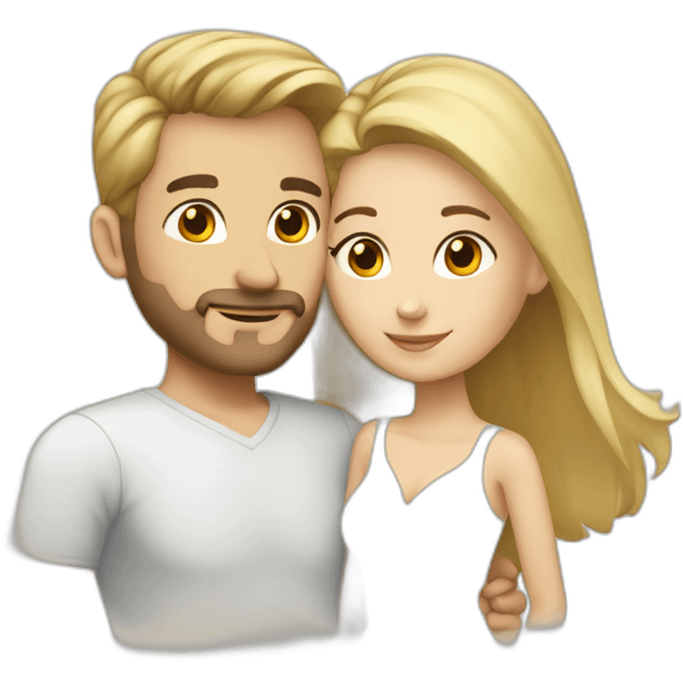 in love caucasian couple brownhear man, blonde woman emoji