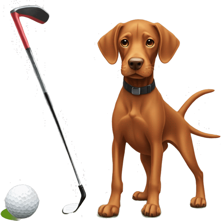 Vizsla playing golf emoji