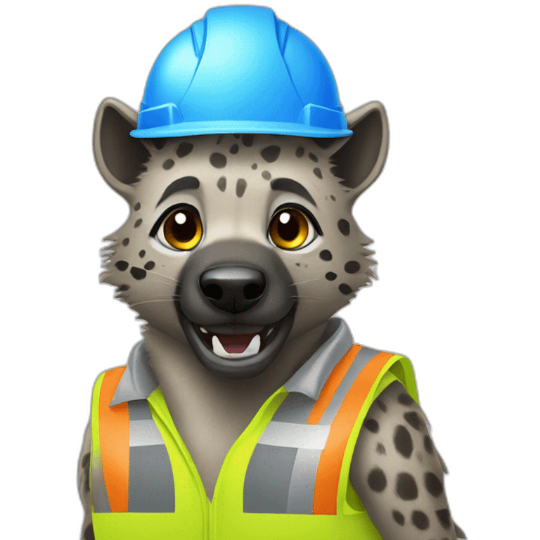 hyena wearing construction helmet emoji