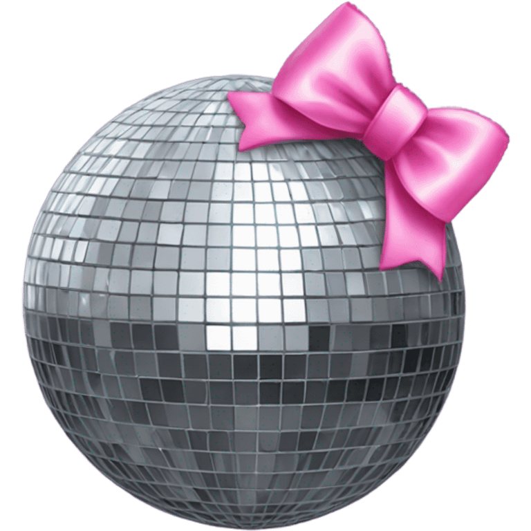 Disco ball with pink bow emoji