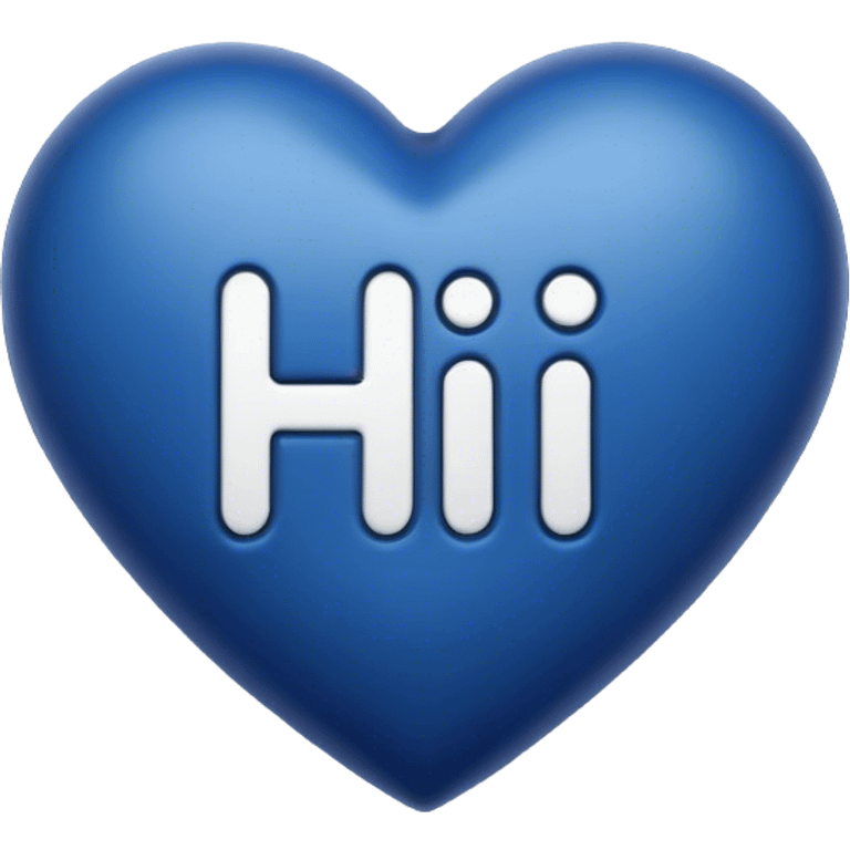 Dark blue heart with the words Hi in the middle  emoji