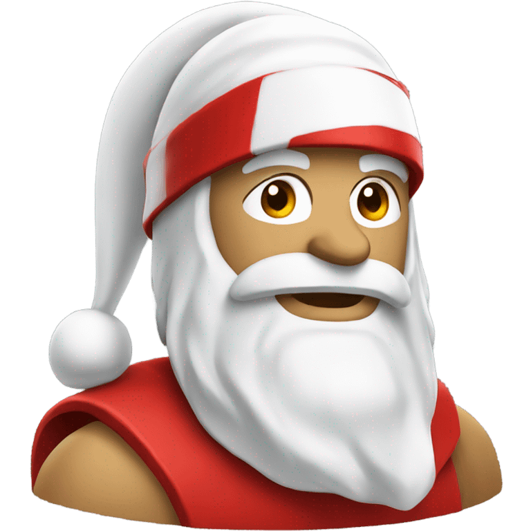 white spartan male wearing red santa hat emoji