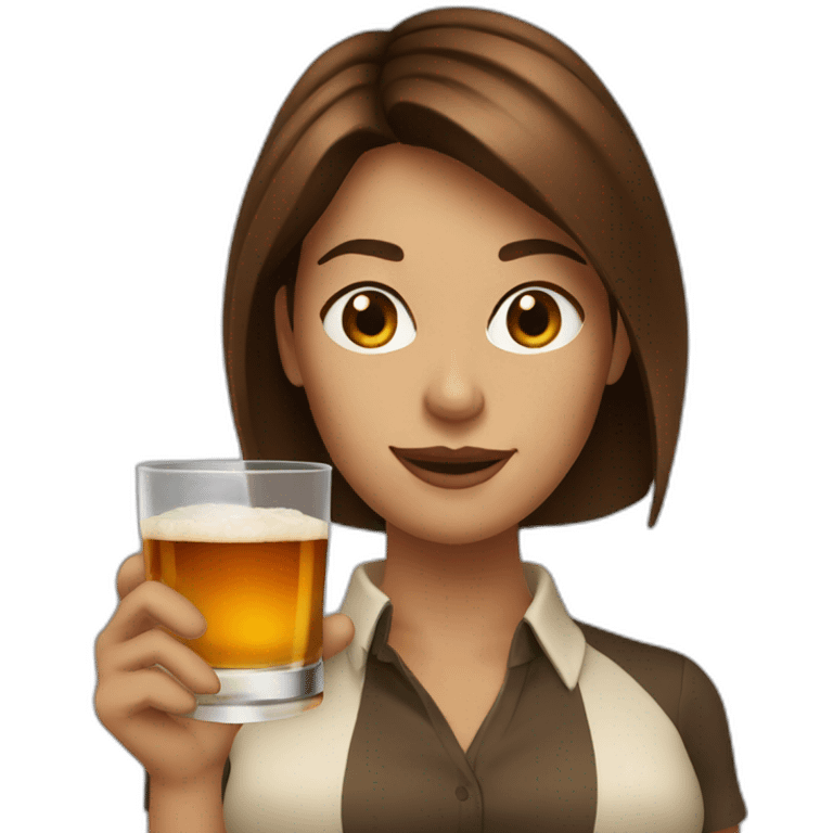 Woman brown hair drink whisky emoji