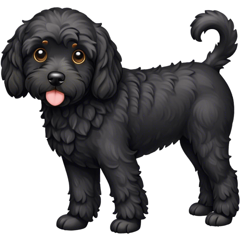 Black cockapoo full body emoji