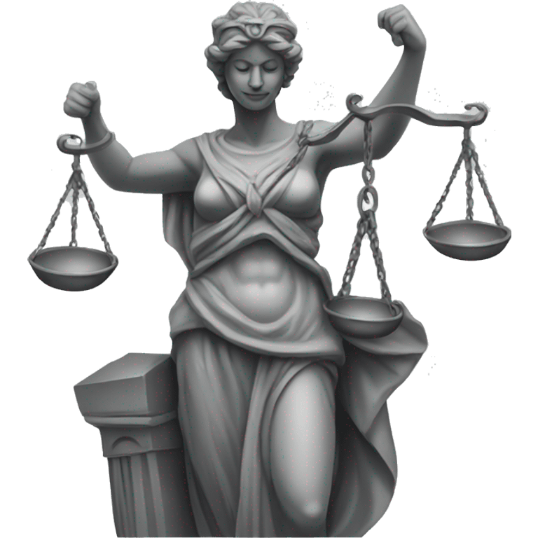 Grey statue of Justitia with scale and blindfold emoji