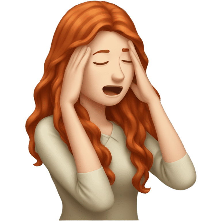 Long haired redhead woman doing facepalm emoji