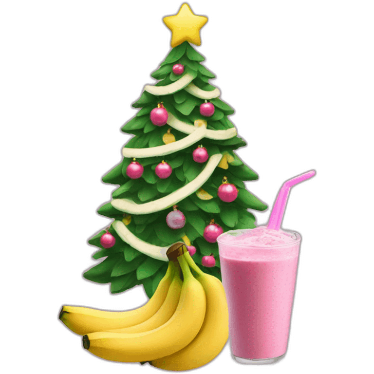 christmas tree with bananas and pink smoothie emoji