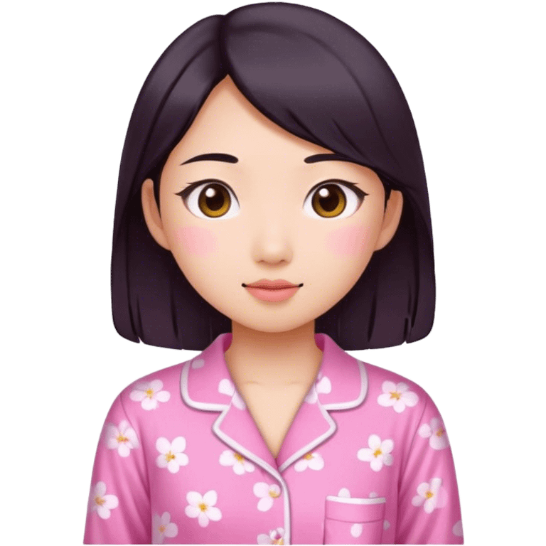 Asian girl wearing pink pajamas  emoji