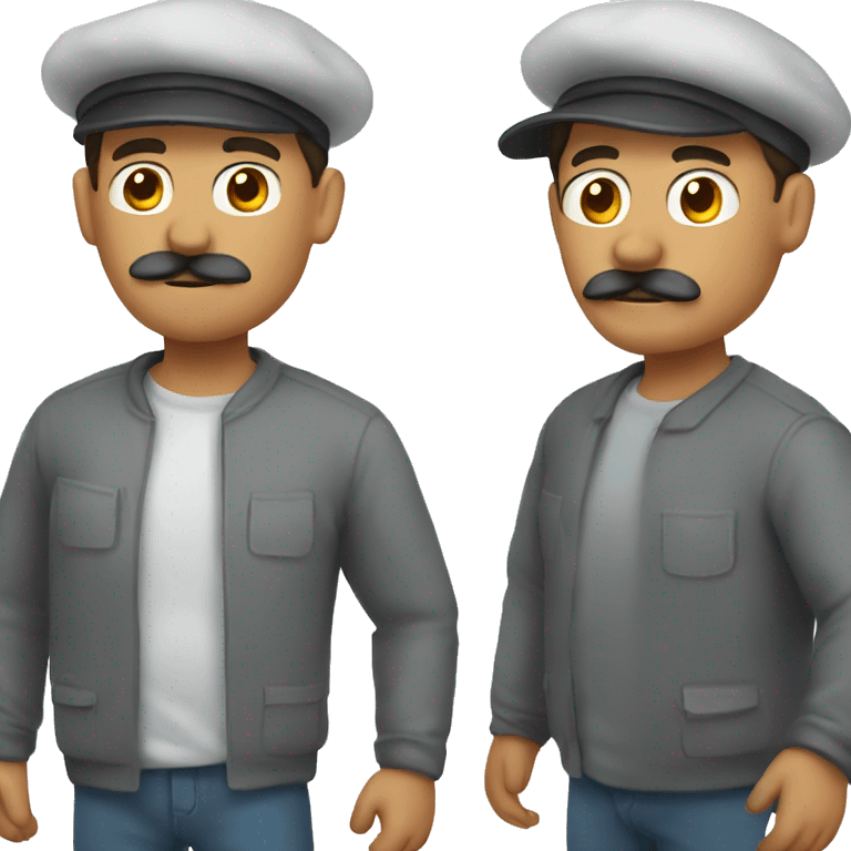 father with mustache and cap forward showing his body emoji