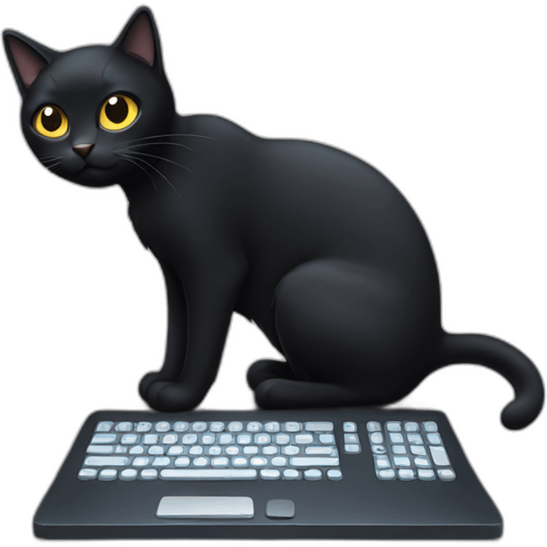 black cat with a computer emoji