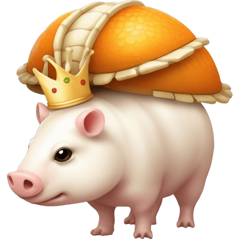 Orange and white piebald chubby round armadillo pig panda centipede armadillo wearing a crown emoji