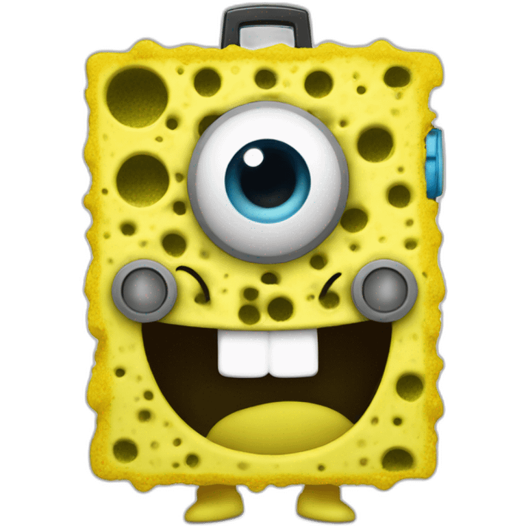 sponge bob holding a speaker over his head emoji