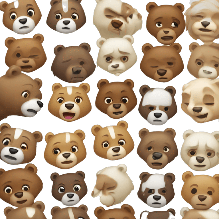 White and brown cartoon bears emoji