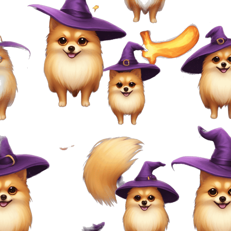 pomeranian dog witch emoji