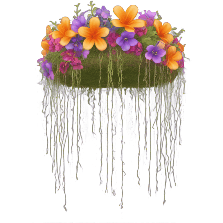 Crown with flowers and Spanish moss emoji