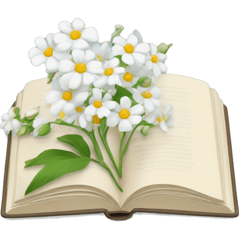 book with white flowers emoji