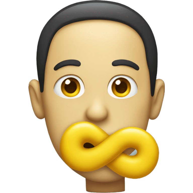 a funny looking person holding a yellow bone to its mouth emoji