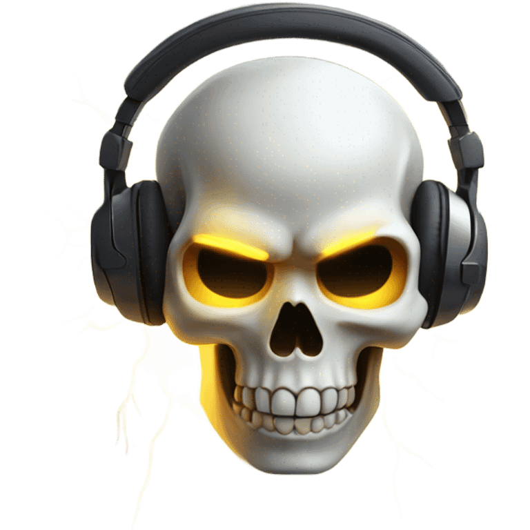 skull with headphones lightning eyes emoji