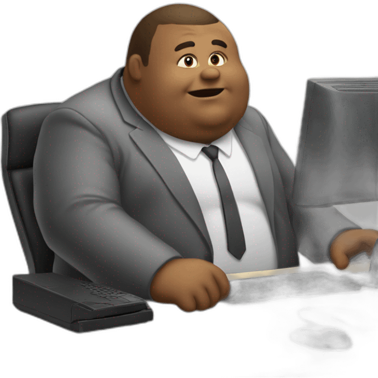 Fat Man at computer desk emoji