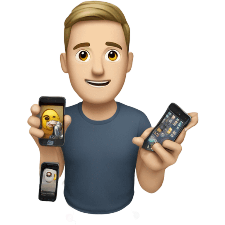 A guy with lots of smartphones  emoji