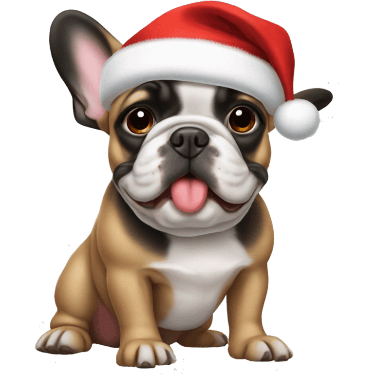 Frenchie with Santa hat emoji