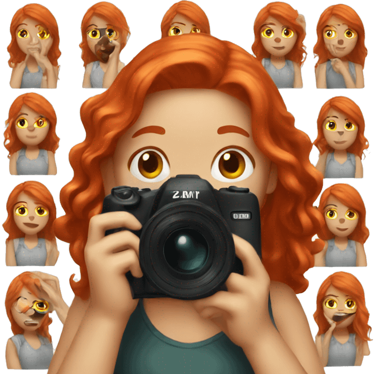 Red head girl taking photos emoji