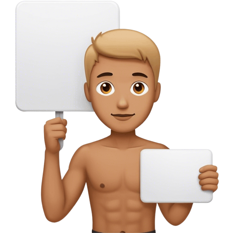 Hombre con cartel blanco en la mano emoji