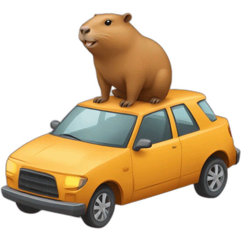 Capybara au volant d'une voiture emoji