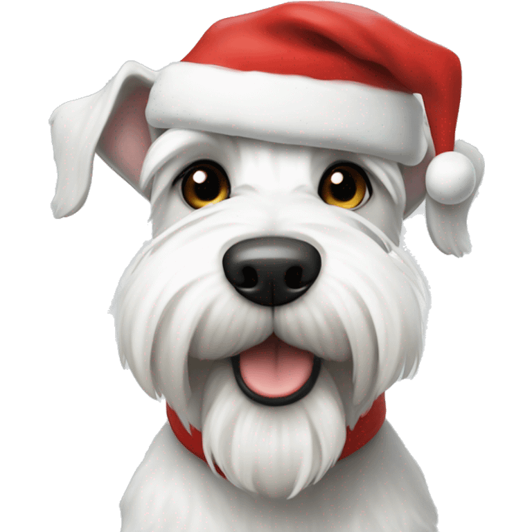 White schnauzer with Santa hat emoji