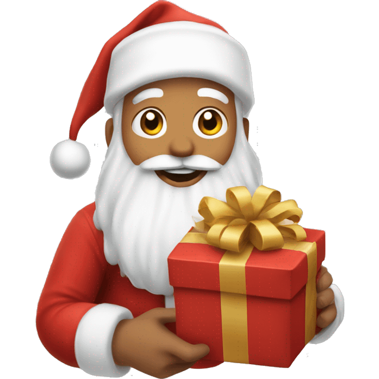 santa clos happy clutching a present emoji