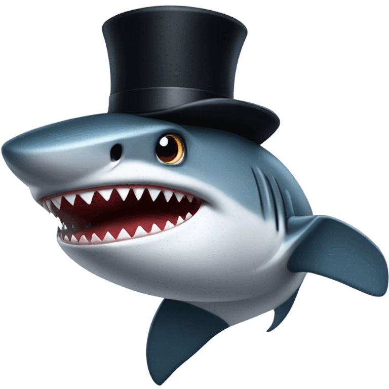 Shark with a top hat emoji