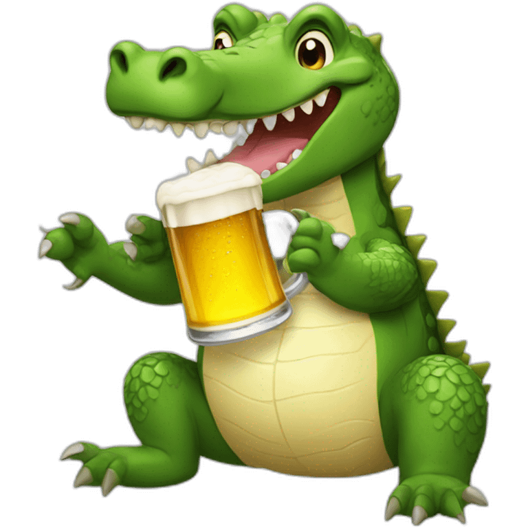 crocodile with beer emoji