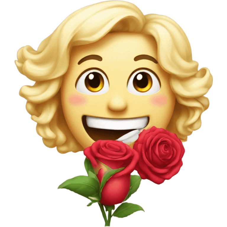 emoji with rose in its mouth winking emoji