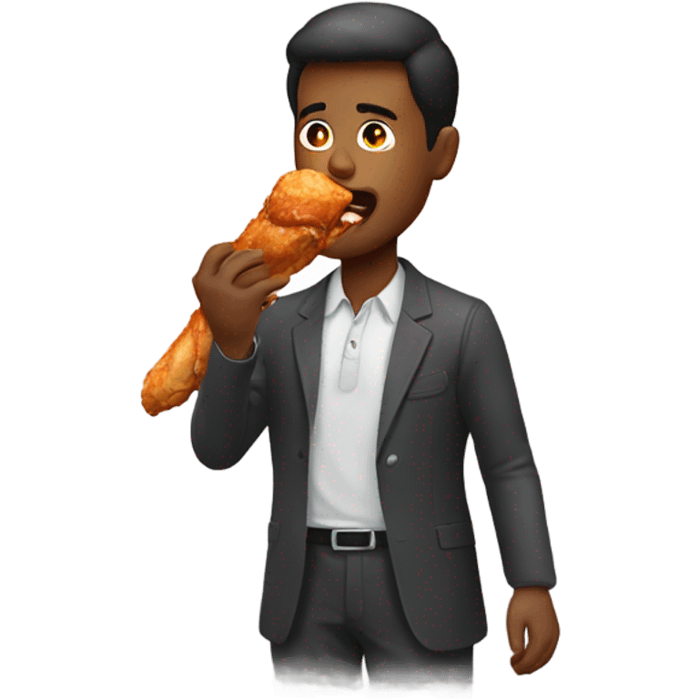 man eating chicken leg emoji