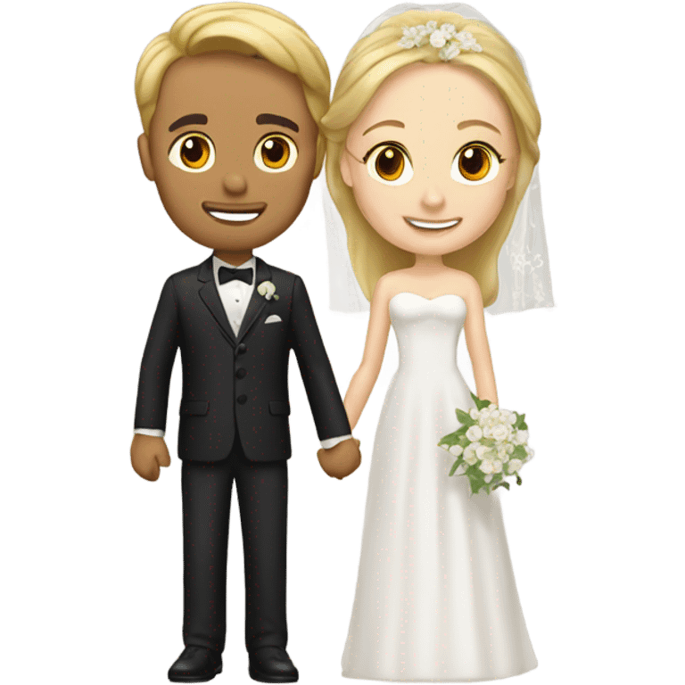 Blondie bride with brown hair groom emoji