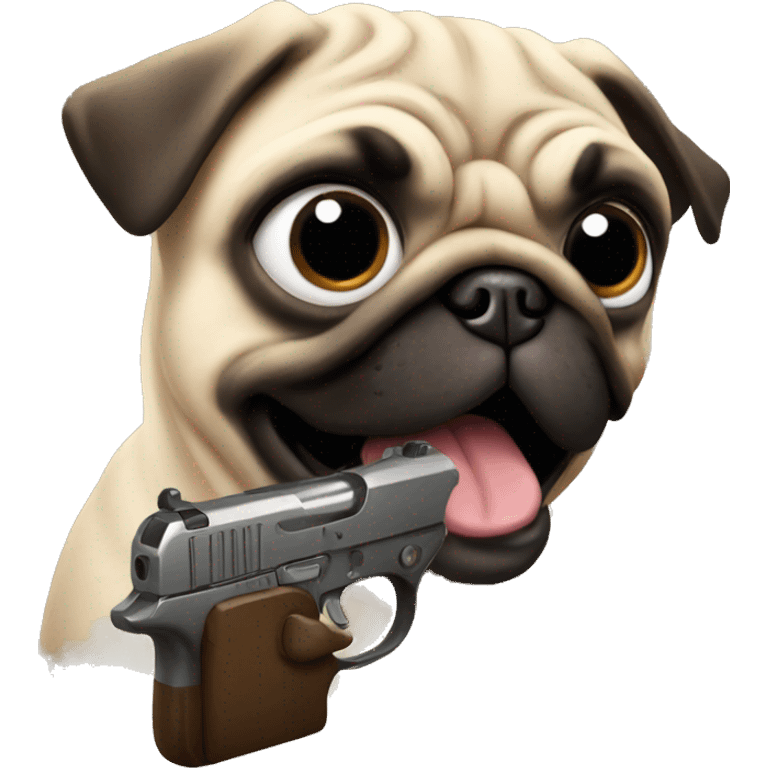 Pug holding a pistol aiming at you  emoji