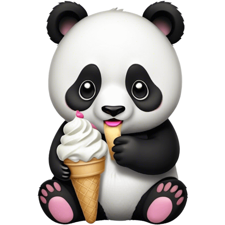 Panda eating ice cream emoji