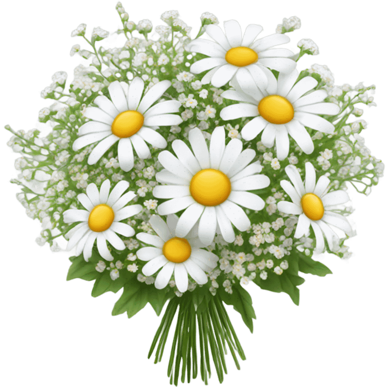 daisy and babies breath bouquet  emoji