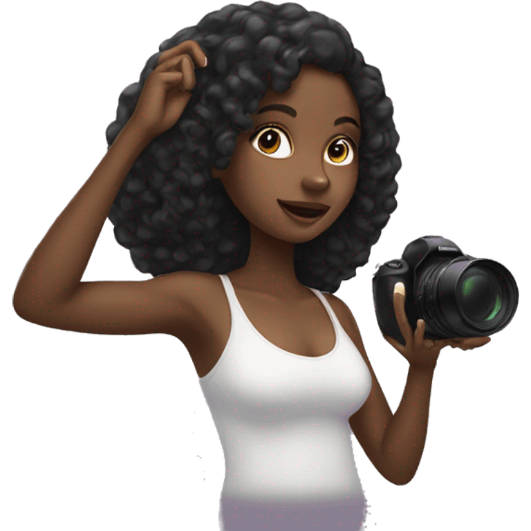 Black girl taking picture emoji