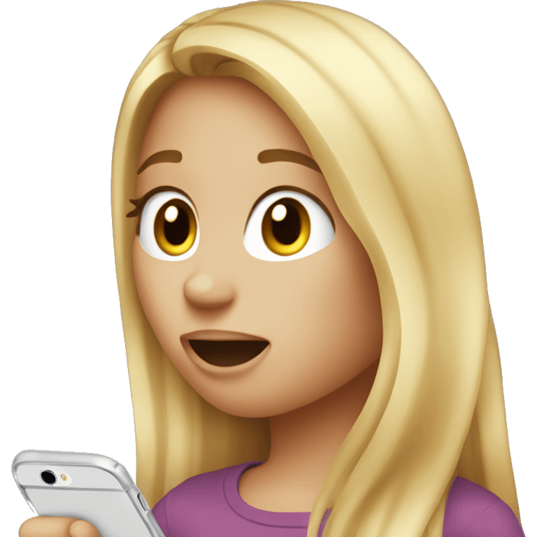 Girl with long blond hair recording a voice message on her iPhone emoji