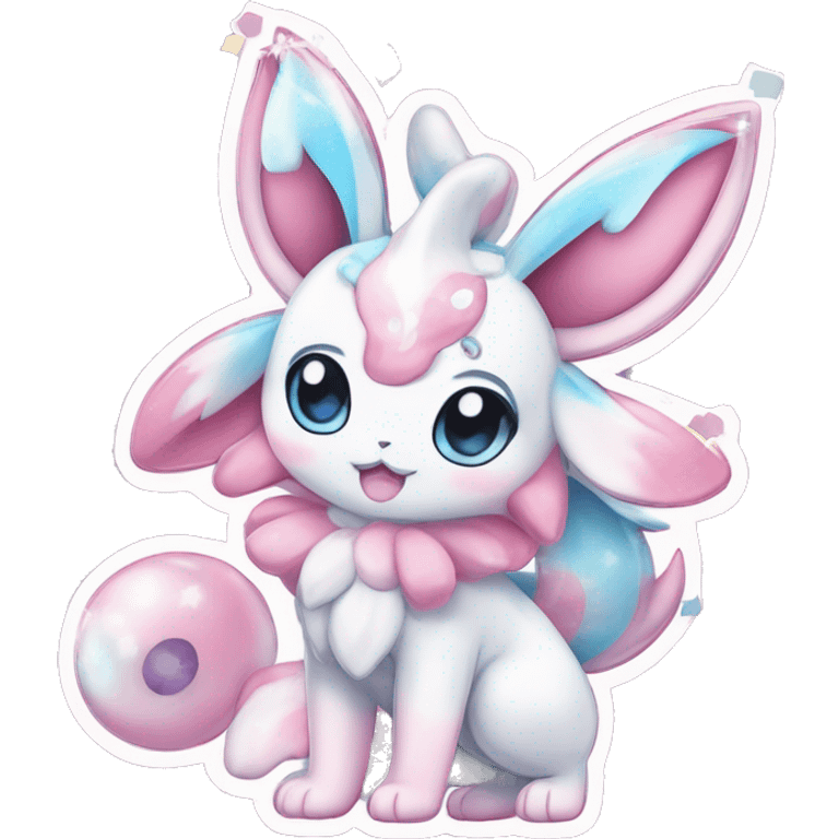 Kawaii Gorgeous Beautiful Shiny Sparkly Sylveon-Pokémon full body sticker emoji